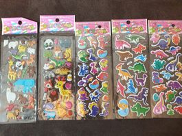 5 Bogen Sticker Aufkleber Etiketten Süsse Tiere Dinosaurier