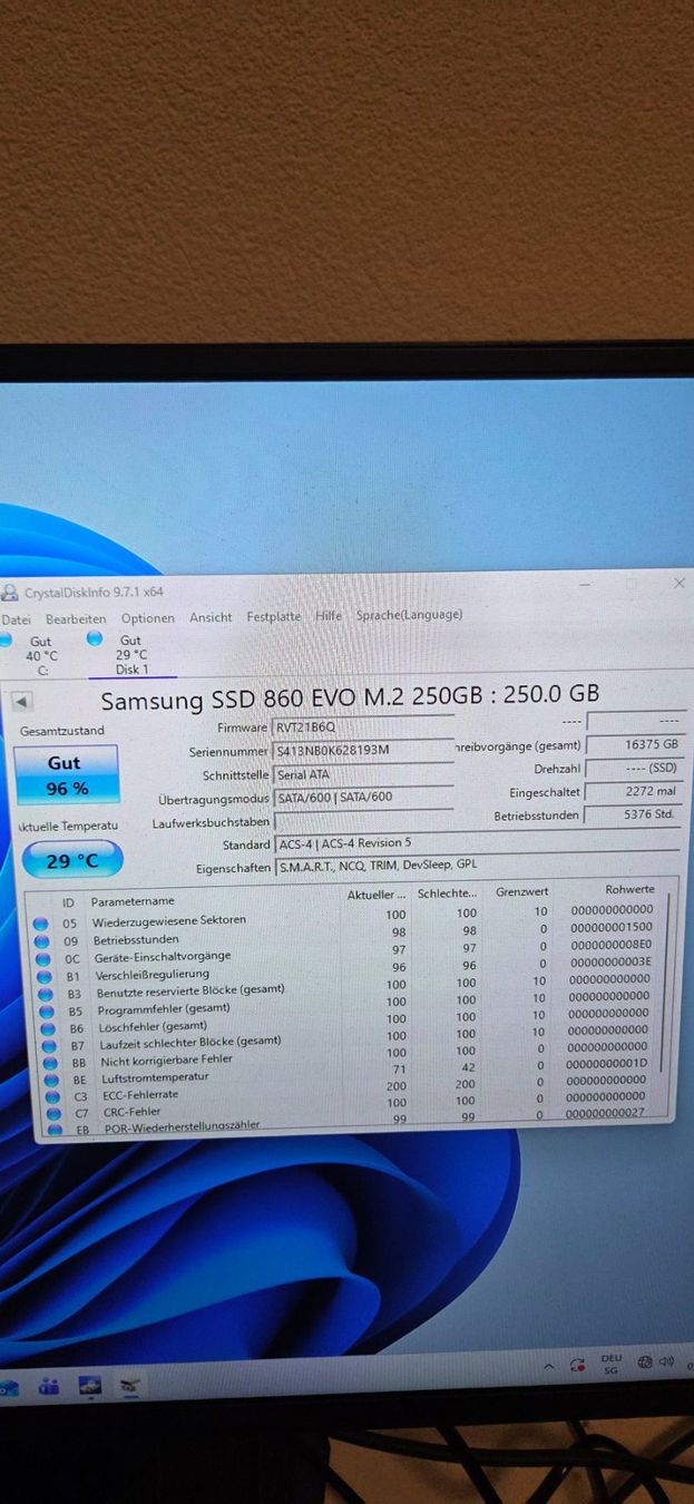 Samsung Harddisks: Samsung 860 Evo 250GB M.2 SSD – Gebraucht aus Zihlschlacht von vogelgrip 2