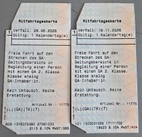 2x SBB GA - Mitfahr-Tageskarten - gültig je 1 Tag!