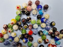 Perles rondes mixtes 8 mm Millefiori Murano  lot 15 pcs