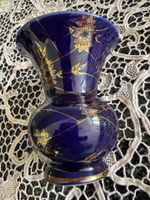 Bavaria Echt Cobalt Vase, Golddekor, 12 cm, 1960–80er