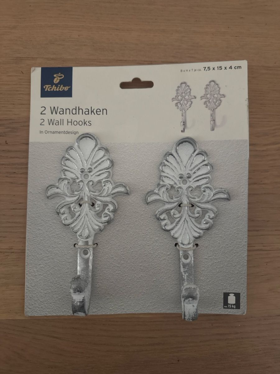 Ferramenta: 2 Wandhaken in Ornamentsdesign – Nuovo e nell'imballaggio originale da Wernetshausen venduto da Laurita_lca