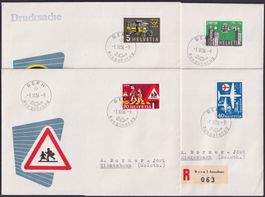 1956, FDC's (U1) Nr.324-327 deutsch, sehr sauber, 120.-+