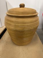 Bambus Holz Korb mit Deckel, Ø 50cm, Handarbeit