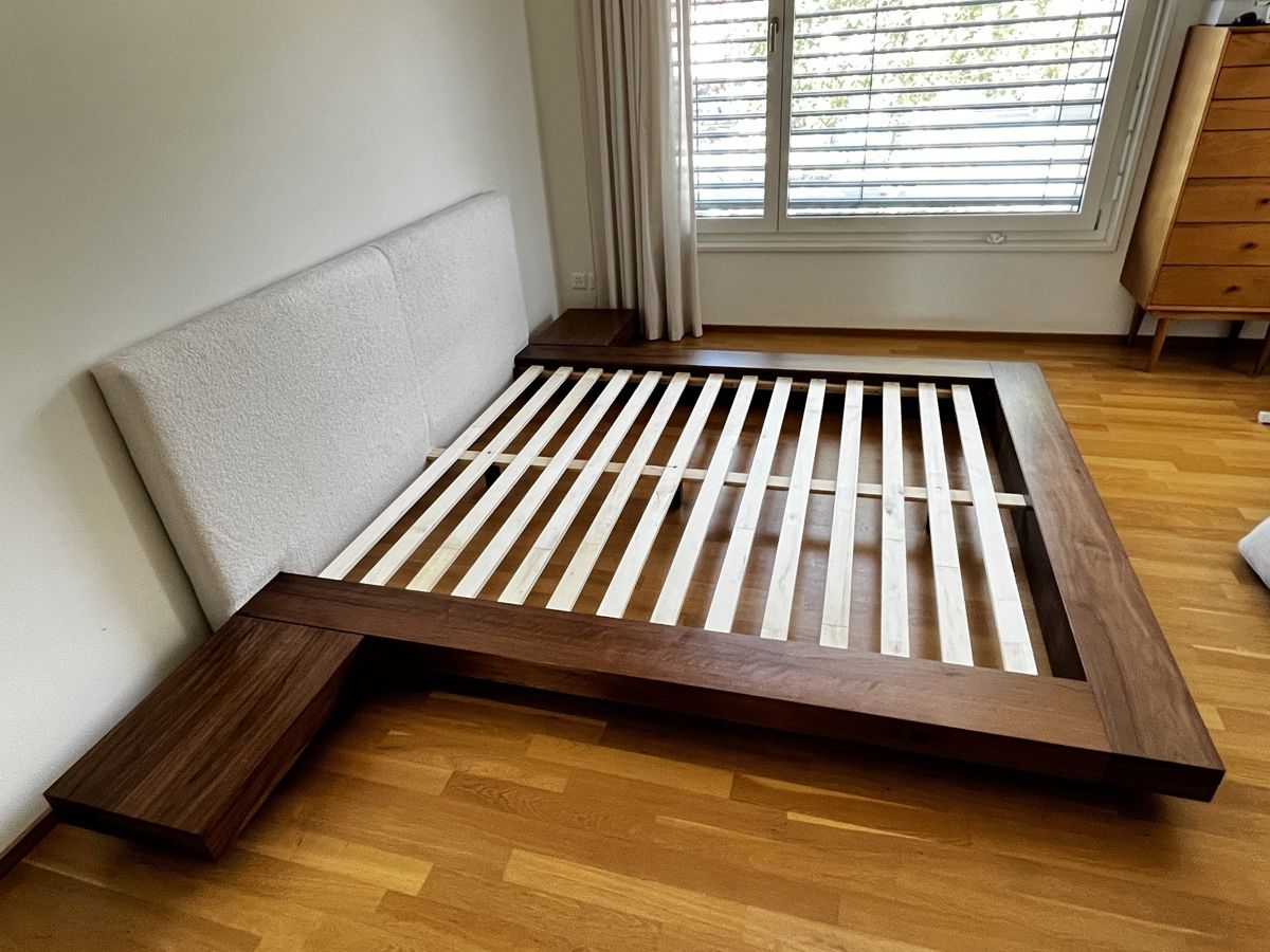 Beliani Letti: Japandi Bett 160x200 Nussbaumfurnier – Usato da Oberwil BL venduto da nat_n2nh