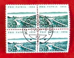 PRO PATRIA 67 VIERERBLOCK L. NEUCHATEL AUVERNIER 1954 ET NEU