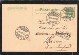 Stabstempel Lungern (Obwalden) auf Ganzsache Tellbueb, 1908