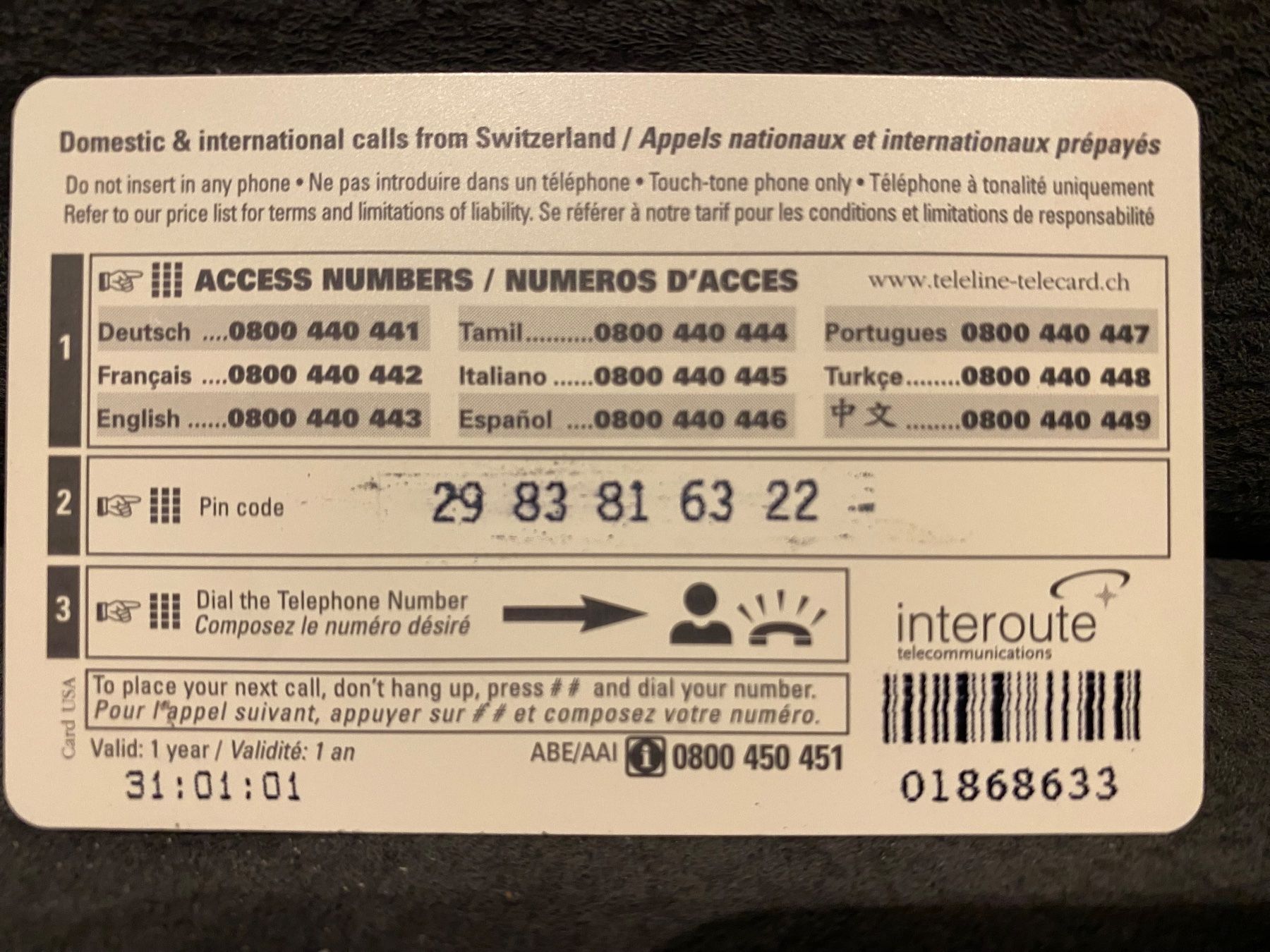Telefon- & Taxkarten: Teleline – Gebraucht aus Lausanne von babacard10 1