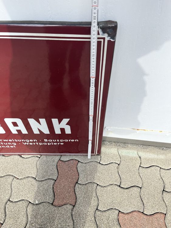 Insegne: Riesiges Email Emaille Schild Volksbank 50er Jahre 117x78 cm – Usato da Hefenhofen venduto da n0rt0n 9