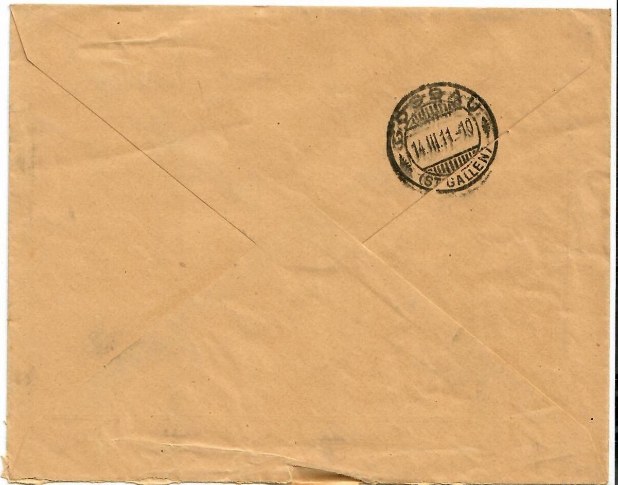Alle Briefmarken: Brief, Albert Kappeler Baumeister Rorschach 1911 – Gebraucht aus Hochdorf von Ziegel-16 1
