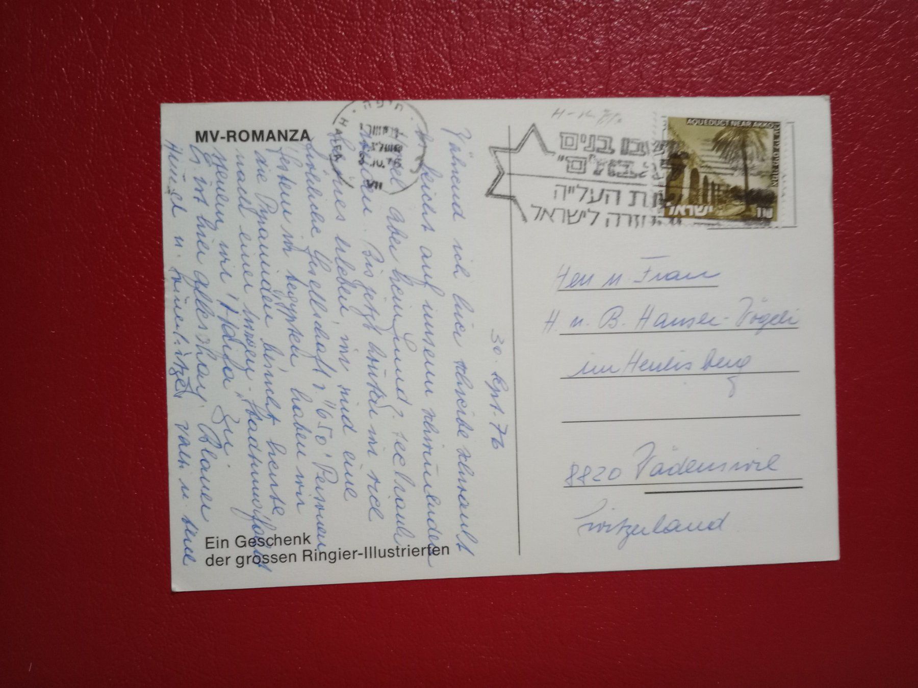 Ansichtskarten: Ak Schiff MV Romanza 1976 Werbung Ringier Medien – Gebraucht aus Küttigen von Melisch1000 1