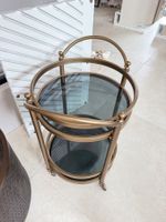 Servierwagen rund goldfarben Glasplatten Durchmesser 45 cm