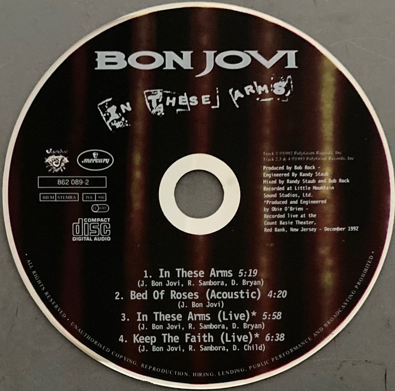 CD: BON JOVI - IN THESE ARMS – Usato da Poliez-Pittet venduto da Newtown-Records 1