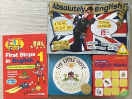 2 Lernspiele, Heft und Kinderbuch in Englisch