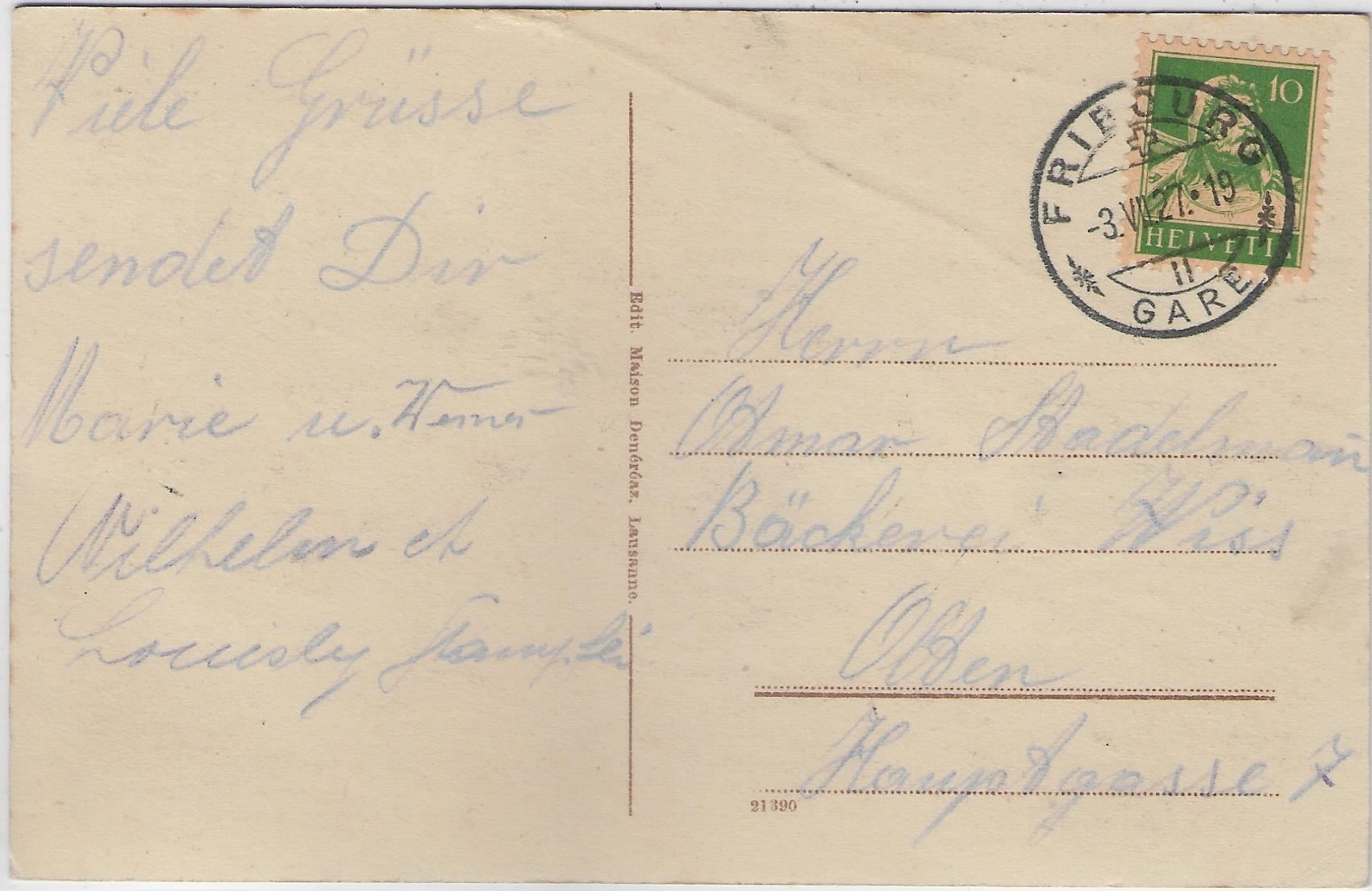 Cartoline postali: Fribourg et les Alpes – Usato da Ettingen venduto da Kartenplanet 1