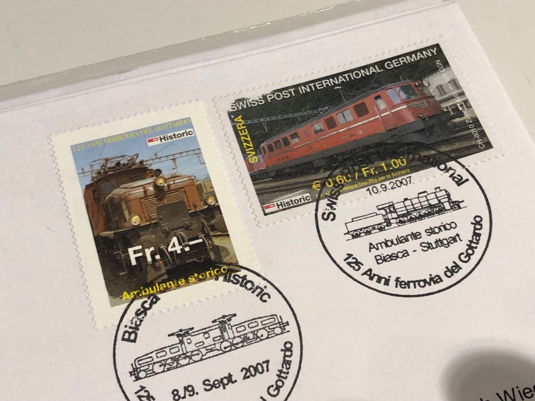 Alle Briefmarken: 1 verbotener GOTTHARD-BAHNBRIEF  von 2007 – Gebraucht aus Lufingen von Rac0 1
