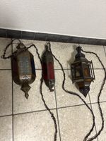3 Orientalische Hängelampen / Laternen aus Metall Glasfarben