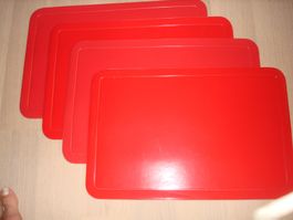 4x Platzset rot rechteckig mit abgerundeten Ecken
