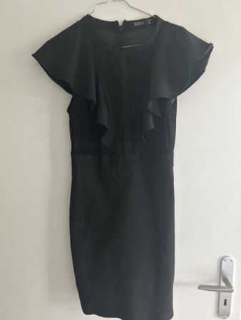Sexy Black cocktail Party Dress Ruffle accents