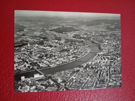 Basel Panorama Flugaufnahme s/w Karte