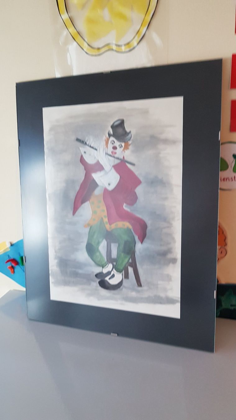 Dipinti: Wunderschönes Aquarell "Clown mit Flöte" – Usato da Glattbrugg venduto da casabelavista 2
