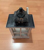 Shabby Chic Windlicht Laterne Holz weiss Metall schwarz