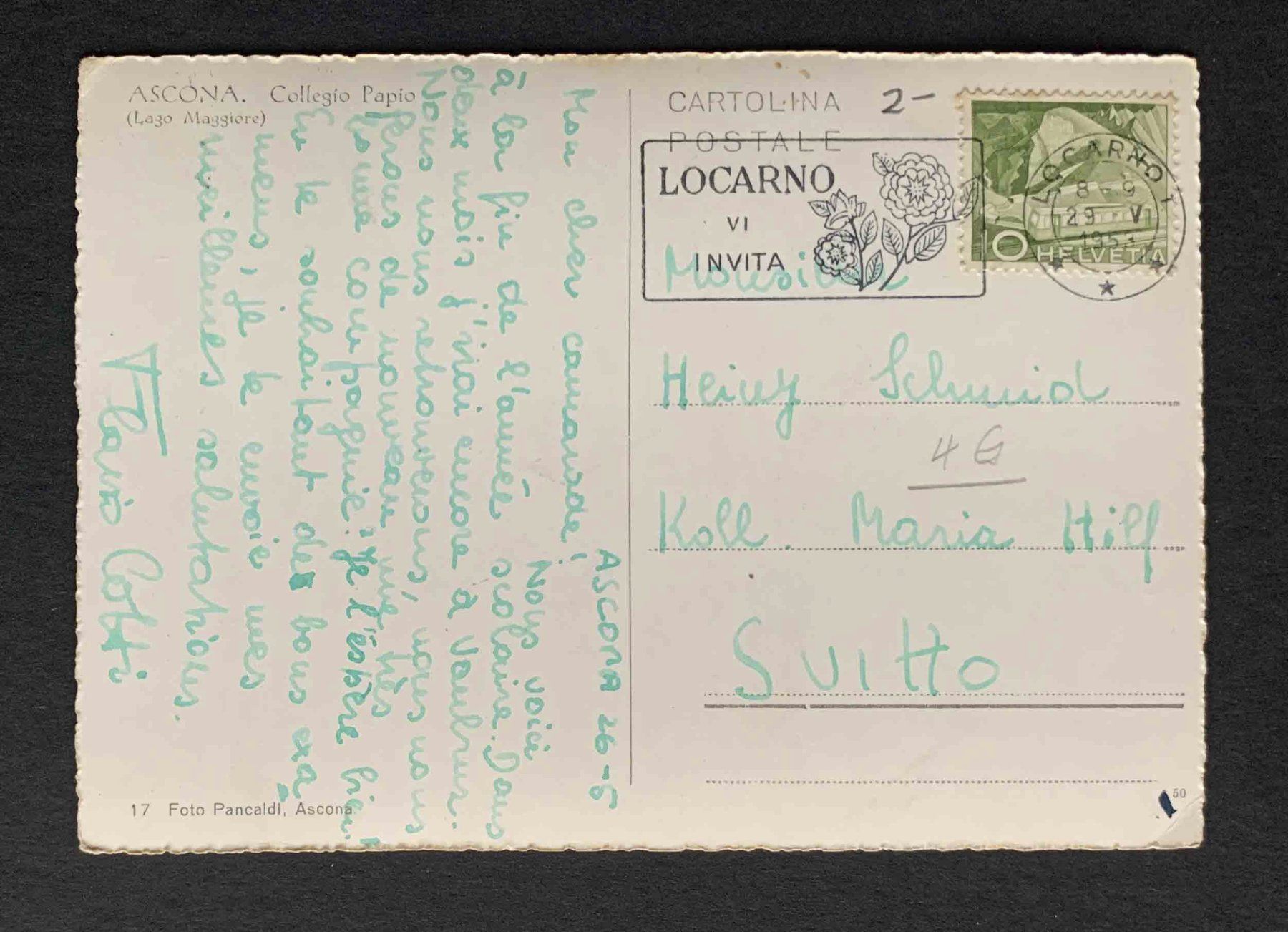 Cartoline postali: Ascona Collegio Papio Lago Maggiore – Usato da Goldau venduto da artelier1 1