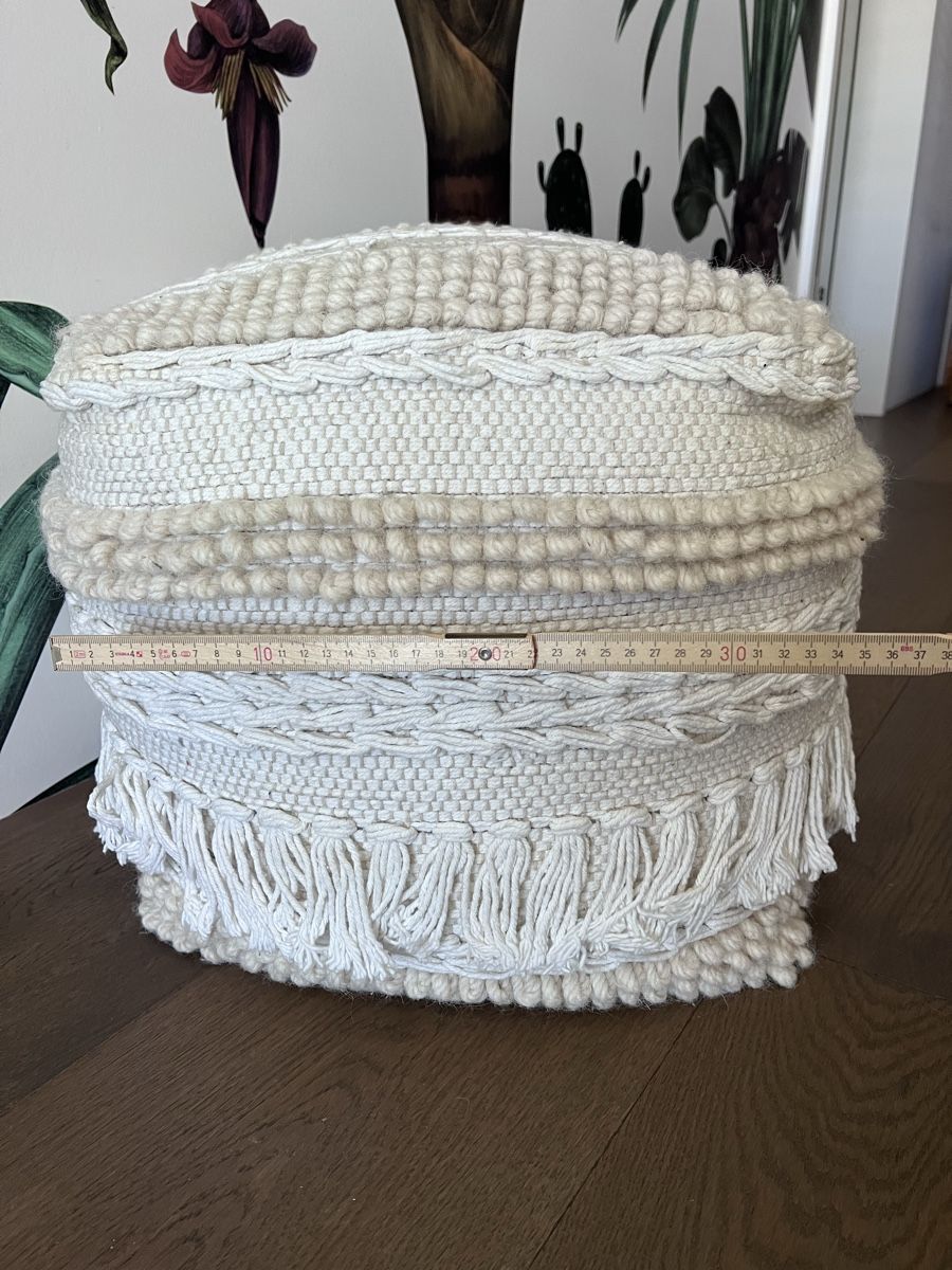 Sgabelli: Hocker geflochten beige mit Fransen – Usato da Horgen venduto da laurakm 3