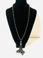 Vintage Art Deco Black Glass Necklace