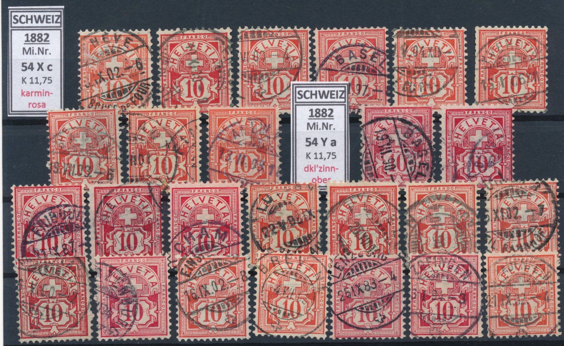 Alle Briefmarken: 60 Ziffermuster 10Rp. – Gebraucht aus Bonau von Profila3 1