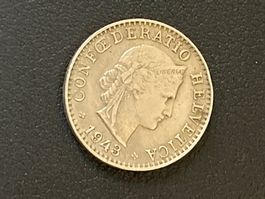 20 Rappen, 1943 Helvetica, Schweizer Münze