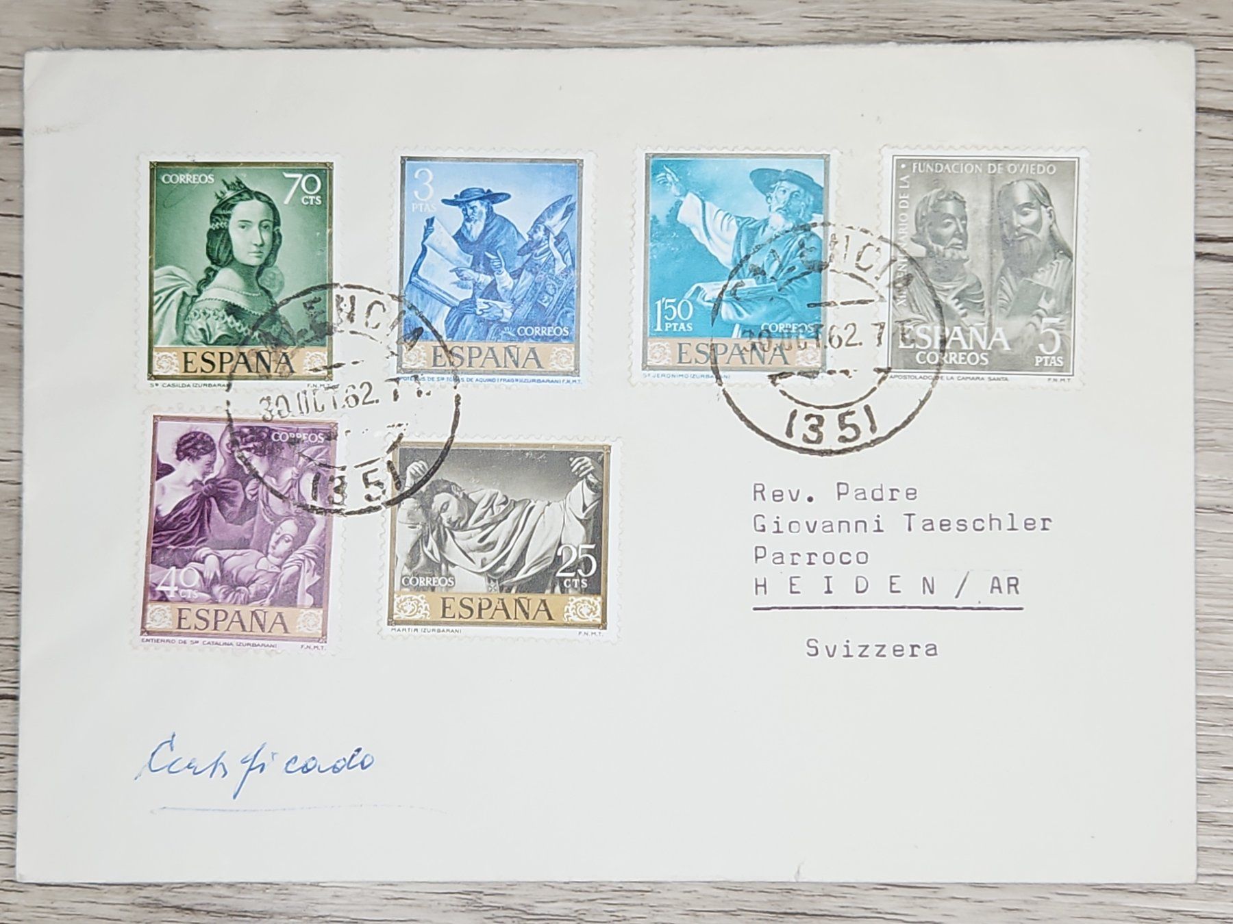 Tutti i francobolli: CL06 Enveloppe + Timbre Espagne 1962 – Usato da Cousset venduto da Patrick_Collections