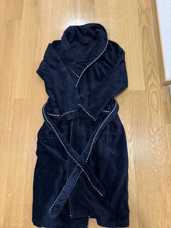 Edler, dunkelblauer Morgenmantel/Bademantel XS