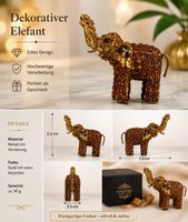 Goldener Elefant mit Korallen-Intarsien, Deko-Objekt