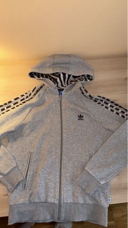 Adidas Hoodie Zip Grau Zebra Muster Grösse M