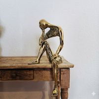 Décoration sculpture bronze doré "le penseur"