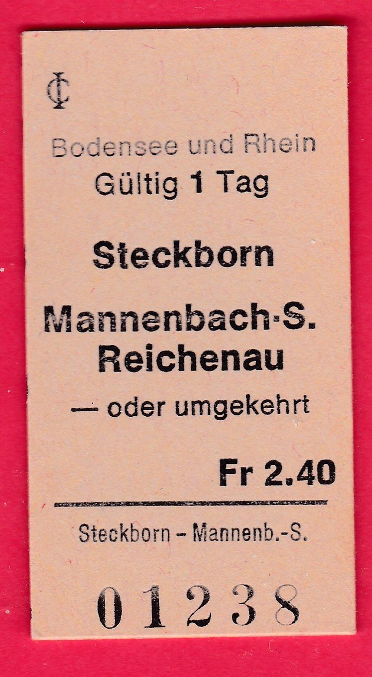 Tickets: SCHIFFS KARTON BILLETT, STECKBORN - REICHENAU, EINFACH, – Gebraucht aus Oberrieden von Gebirgsstelze