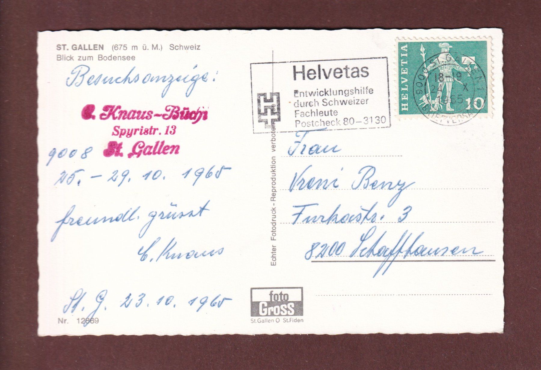 Cartoline postali: ST. GALLEN - Teilansicht - 1965 – Usato da Pully venduto da nicecards-shop 1