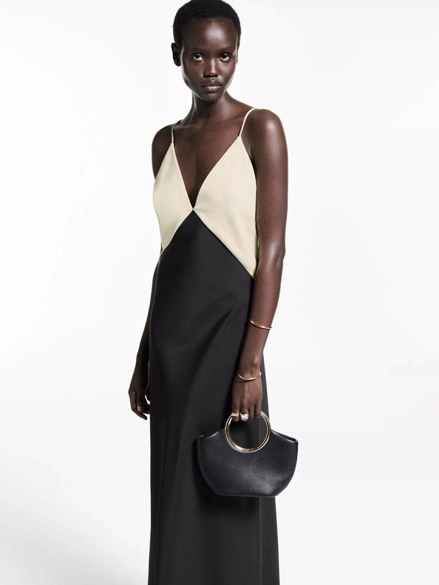 Mango Kleider: Mango Long Dress Black Beige  – Neu (gemäss Beschreibung) aus Corsier-sur-Vevey von Kristina.Nova