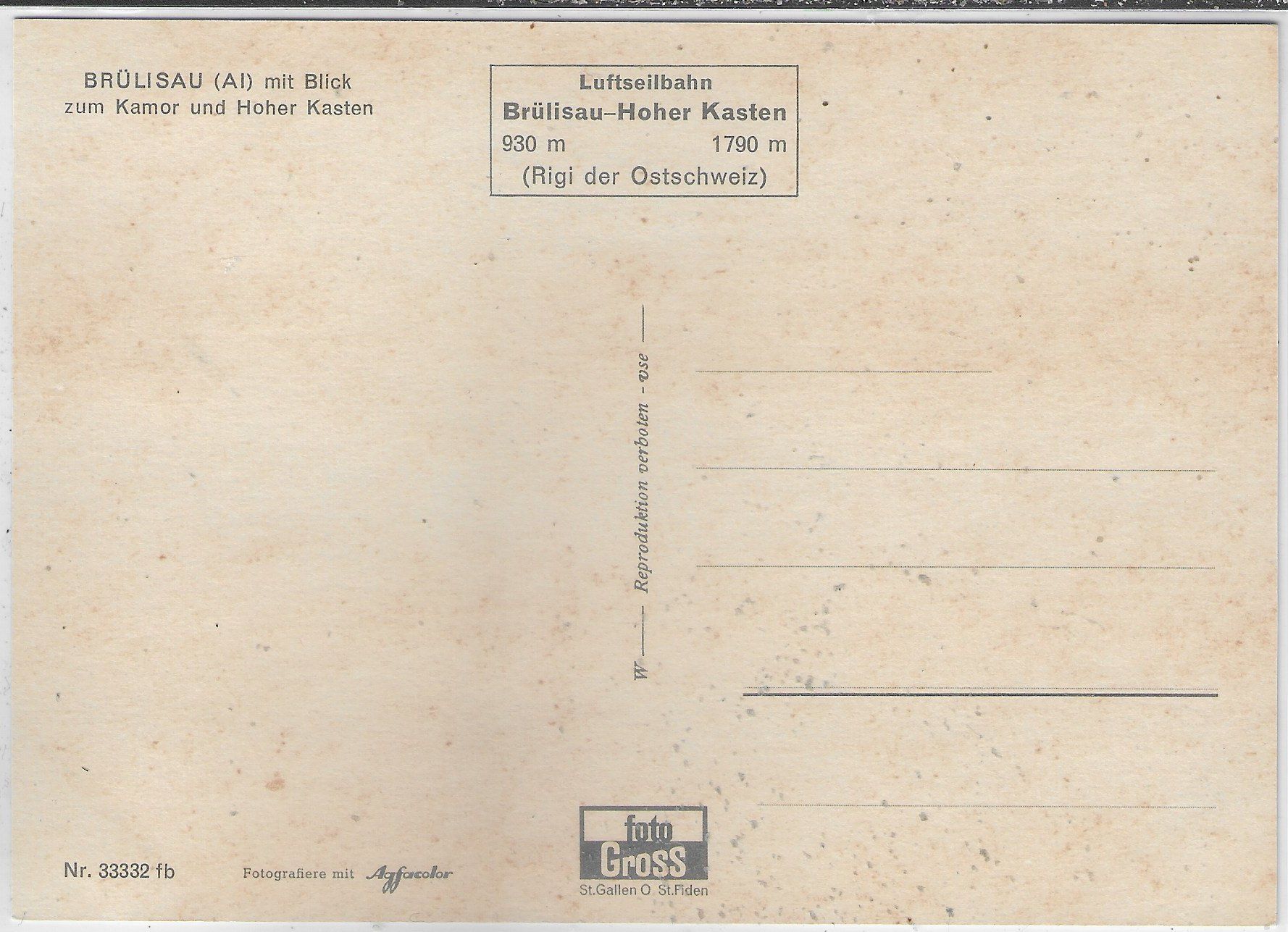 Cartoline postali: Luftseibahn Brülisau-Hoher Kasten – Usato da Ettingen venduto da Kartenplanet 1