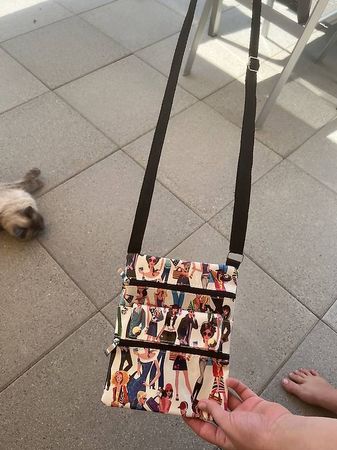 Petit sac bandoulière imprimé mode, multi-poches