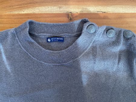 Pull Petit Bateau laine gris chiné, taille XL/18 ans