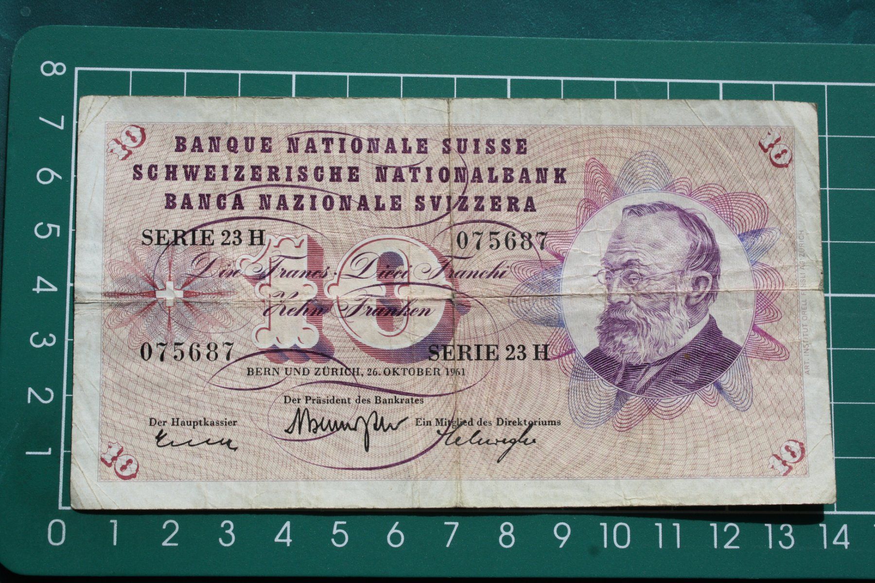 Banconote: gottfried keller banknote 10 franken 1961 – Usato da Laupen BE venduto da Gufi57