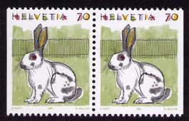 1995_791H3_Kaninchen_PAAR aus Heft_seitlich UNgezähnt ! **