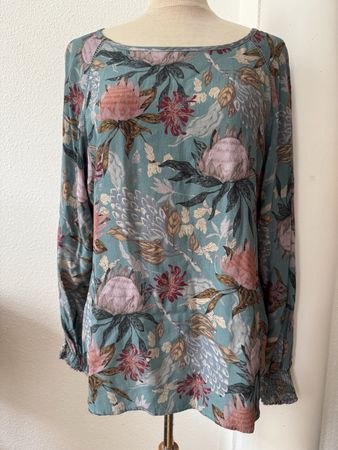 Superbe blouse NILE, taille L, pétrole, viscose