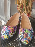 Ballerinas, Graffiti-Print, flat shoe, comic princess, hype
