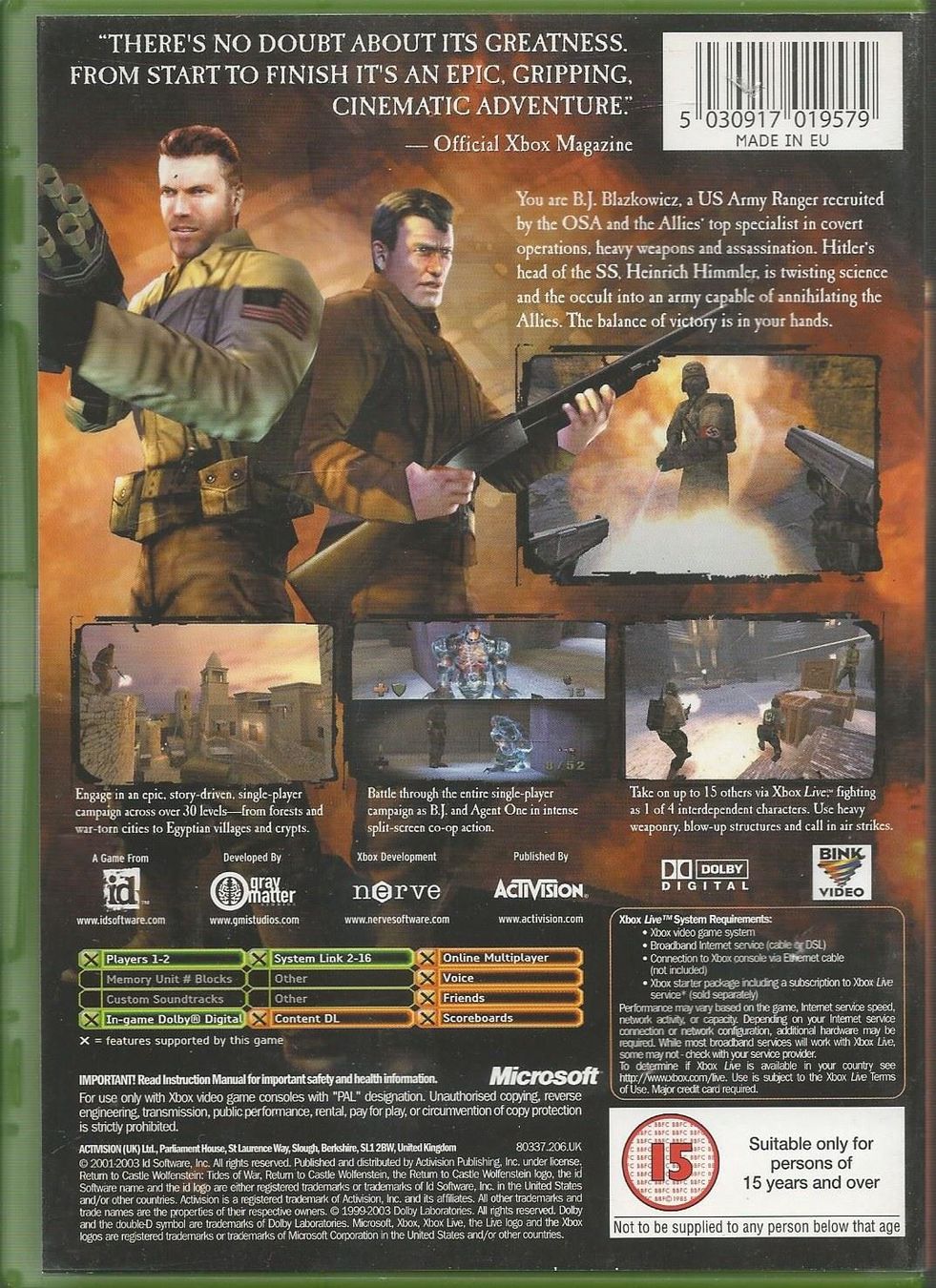 Jeux: Return to Castle Wolfenstein (Microsoft Xbox) guter Zustand – D'occasion à Bad Säckingen par ms-spiele-keys 1