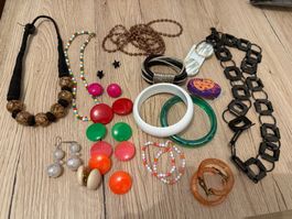 Schmuckset, Vintage Bijouterie, Halsketten, Ohrringe, Top!