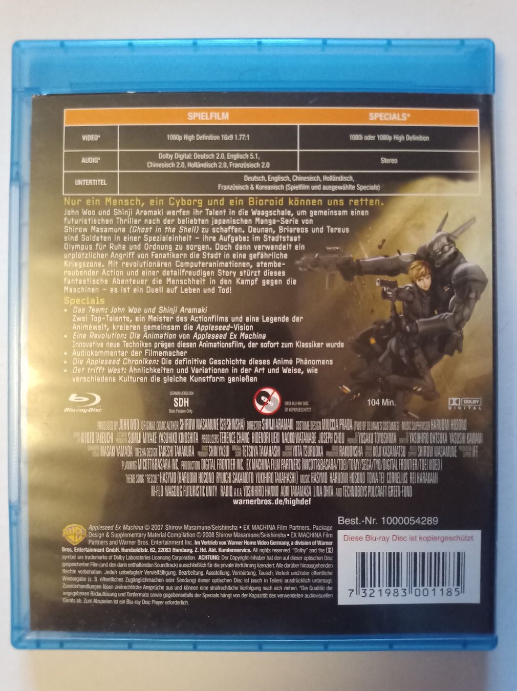 Alle DVDs: Appleseed Ex Machina Blu-ray Disc – Gebraucht aus Tann von Veebee6 1