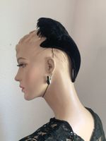 Schickes Damen Filz- Hutteil, Vintage, schwarz, mit Federn